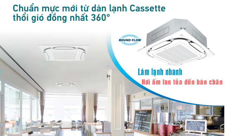 Điều hòa âm trần daikin Thổi gió 360 độ làm lạnh nhanh, hơi ấm lan tỏa đến bàn chân