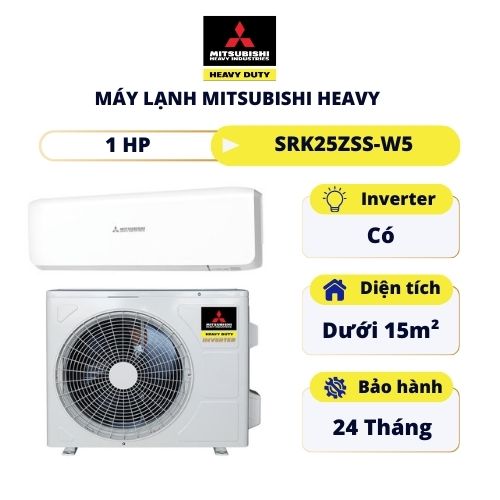 Máy lạnh hai chiều Mitsubishi Heavy Inverter 1HP SRK25ZSS-W5