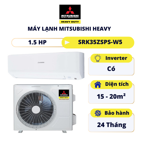 Máy lạnh hai chiều Mitsubishi Heavy Inverter 1.5HP SRK35ZSPS-W5