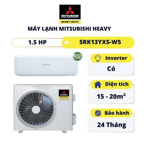 Máy lạnh Mitsubishi Heavy Inverter 1.5HP SRK13YXS-W5