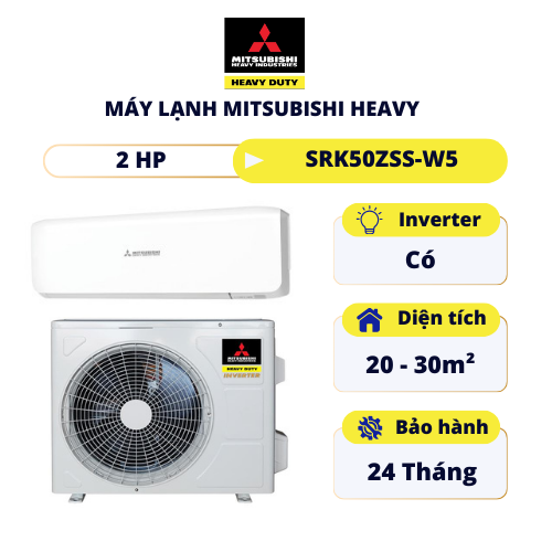 Máy lạnh hai chiều Mitsubishi Heavy Inverter 2HP SRK50ZSS-W5