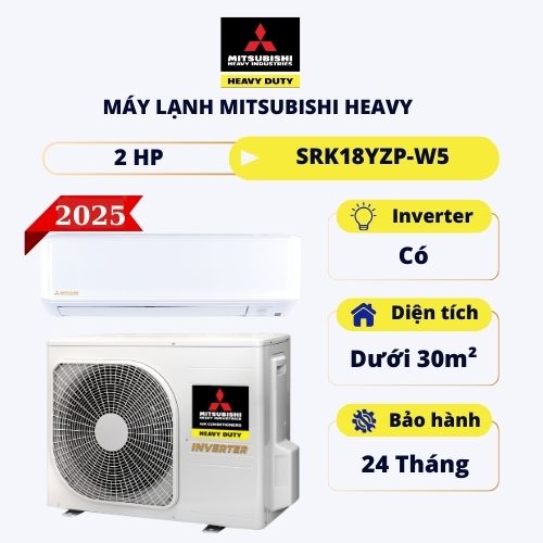 Máy lạnh Inverter Mitsubishi Heavy 2HP SRK18YZP-W5