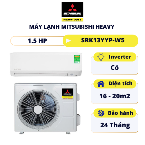 Máy lạnh Mitsubishi Heavy Inverter 1.5 HP SRK13YYP-W5