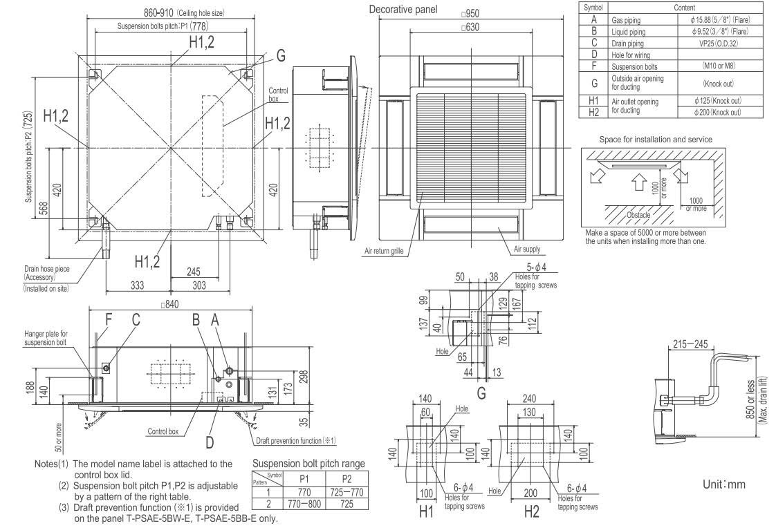 KÍCH THƯỚC DÀN LẠNH - 1 CHIỀU LẠNH - INVERTER
